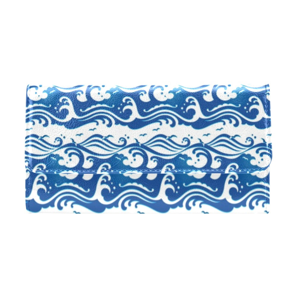 Wave Print Design LKS303 Women's Trifold Wallet