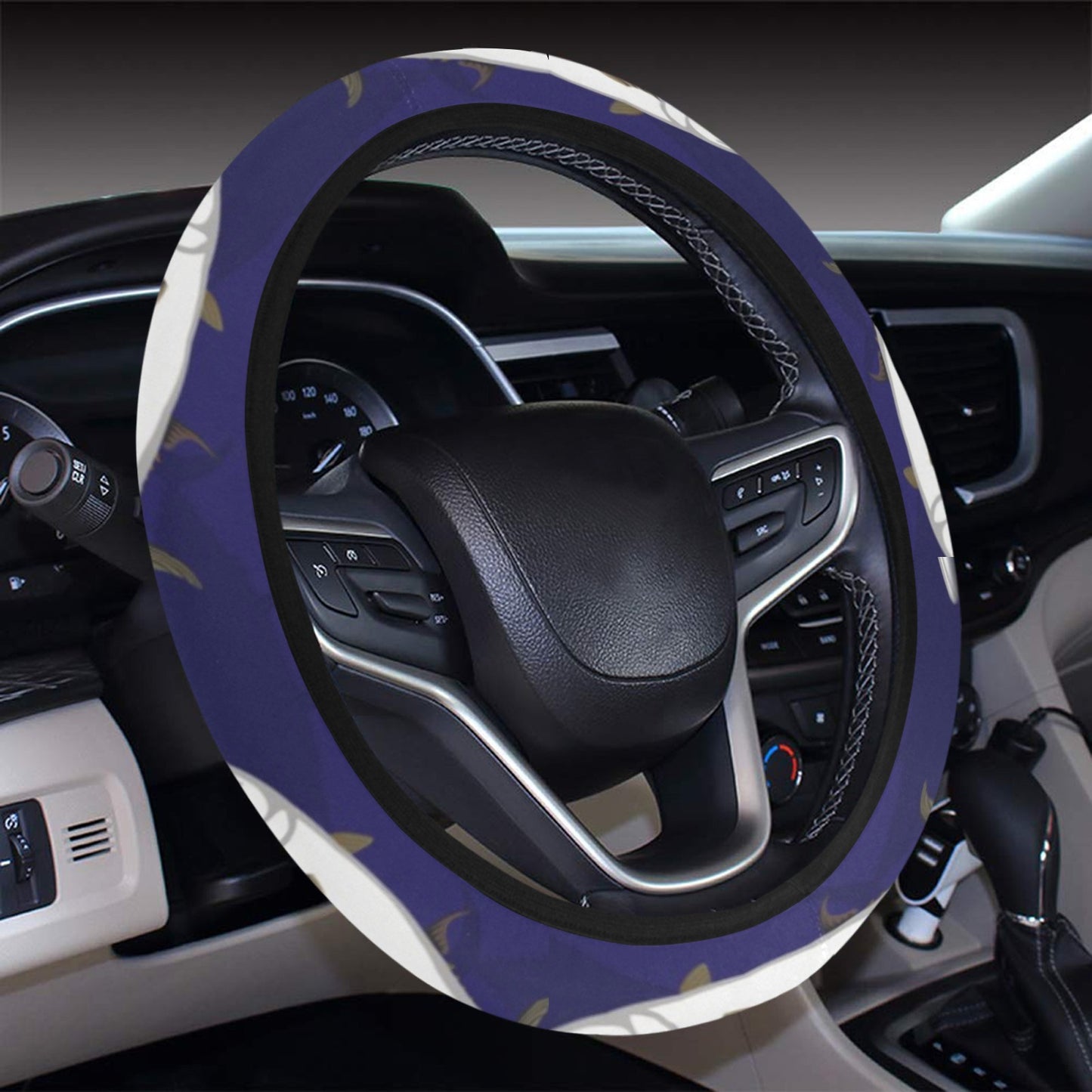 Tuna Fish Print Design LKS304 Steering Wheel Cover with Elastic Edge
