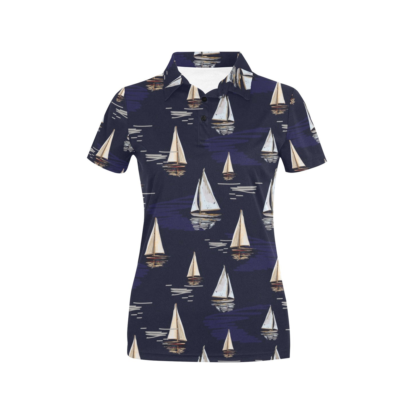 Sailing Ships Pattern Print Design A05 Women's Polo Shirt