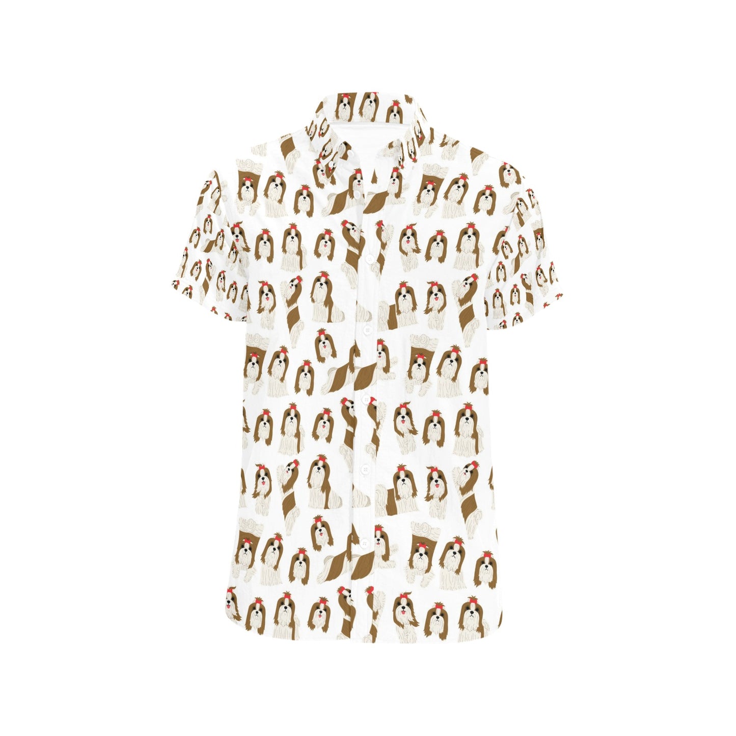 Shih Tzu Print Design LKS302 Men Short Sleeve Button Up Shirt