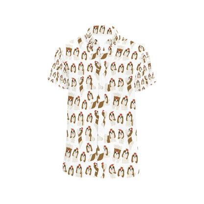 Shih Tzu Print Design LKS302 Men Short Sleeve Button Up Shirt