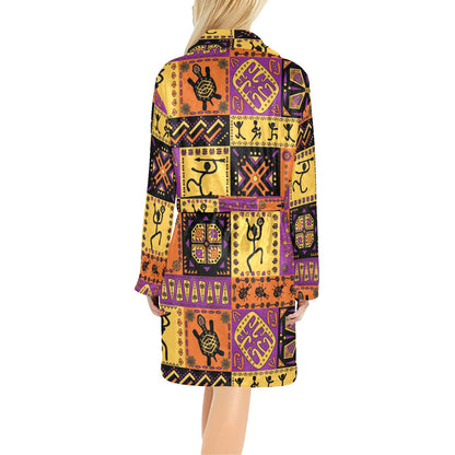 African Pattern Print Design 02 Women's Fleece Robe