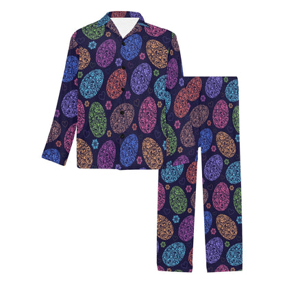 Easter Eggs Pattern Print Design RB012 Men's Long Pajama Set