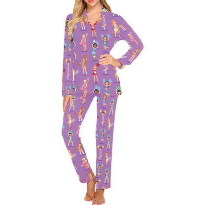 Cheerleader Pattern Print Design 02 Women's Long Pajama Set