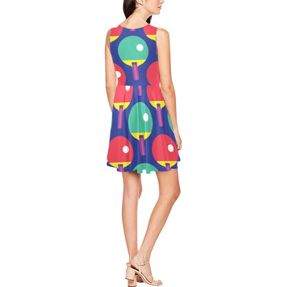 Ping Pong Pattern Print Design A03 Sleeveless Dress