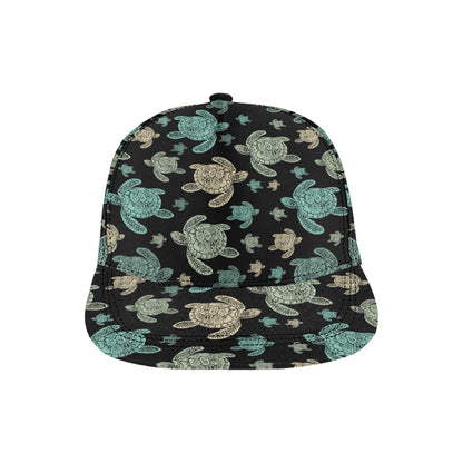 Sea Turtle Stamp Pattern Snapback Cap