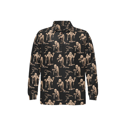 Mummy Print Design LKS302 Long Sleeve Polo Shirt For Men's