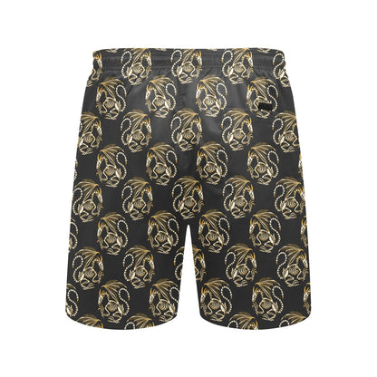 Skeleton Dragon Print Design LKS306 Men's Swim Trunks Beach Shorts