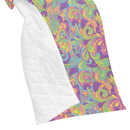 Psychedelic Mushroom Pattern Print Design A05 Premium Quilt