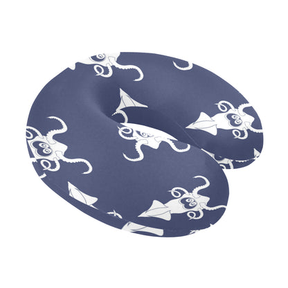Giant Squid Pattern Print Design 02 U-Shaped Travel Neck Pillow