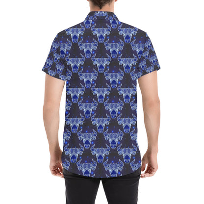 Taurus Print Design LKS302 Men Short Sleeve Button Up Shirt