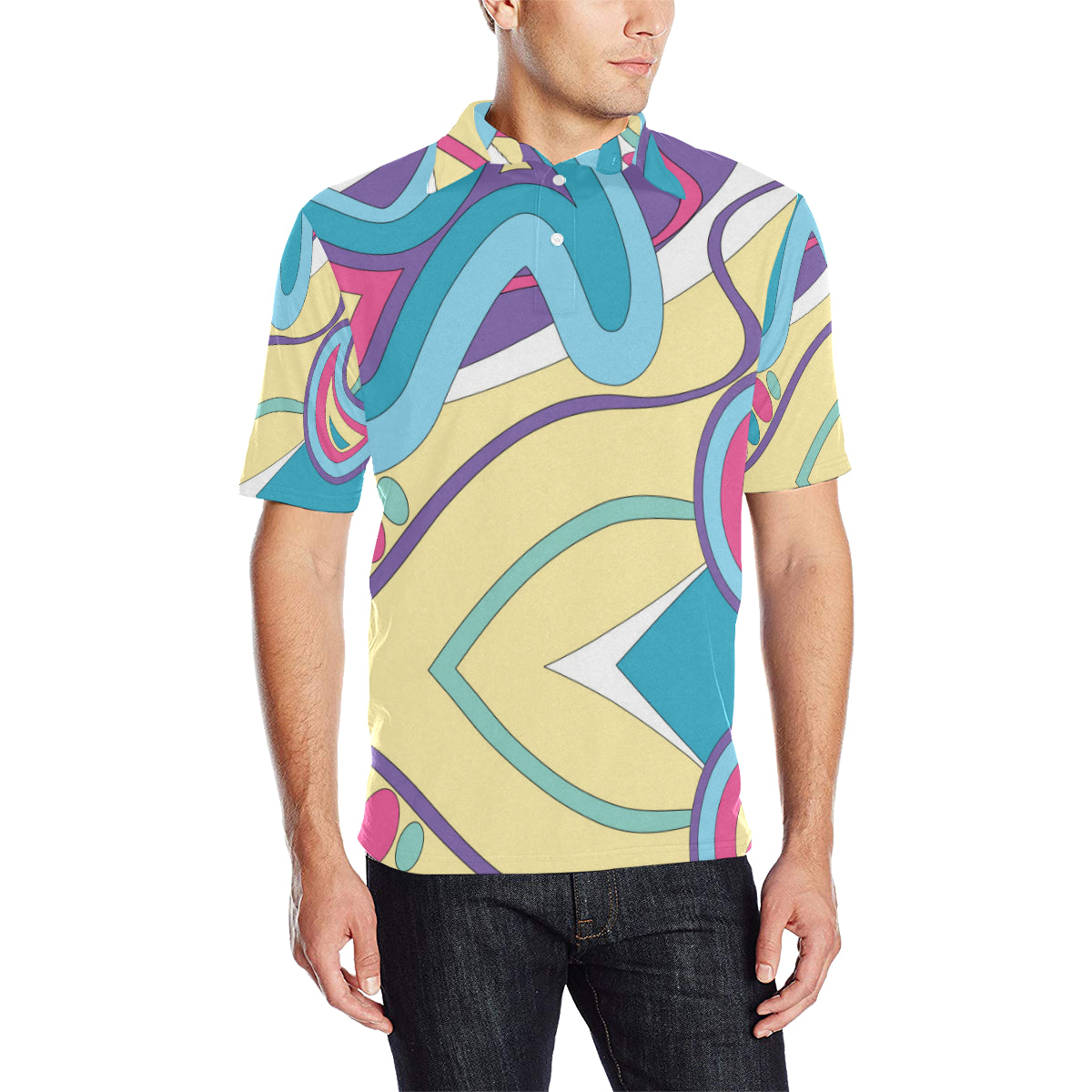 Funky Retro Pattern Print Design A01 Men Polo Shirt