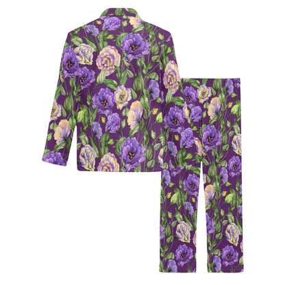 Lisianthus Pattern Print Design LT03 Men's Long Pajama Set