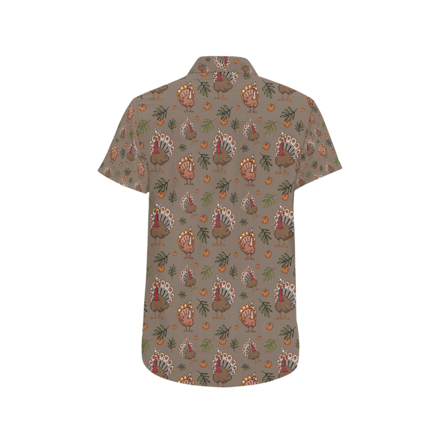 Thanksgiving Print Design LKS306 Men Short Sleeve Button Up Shirt
