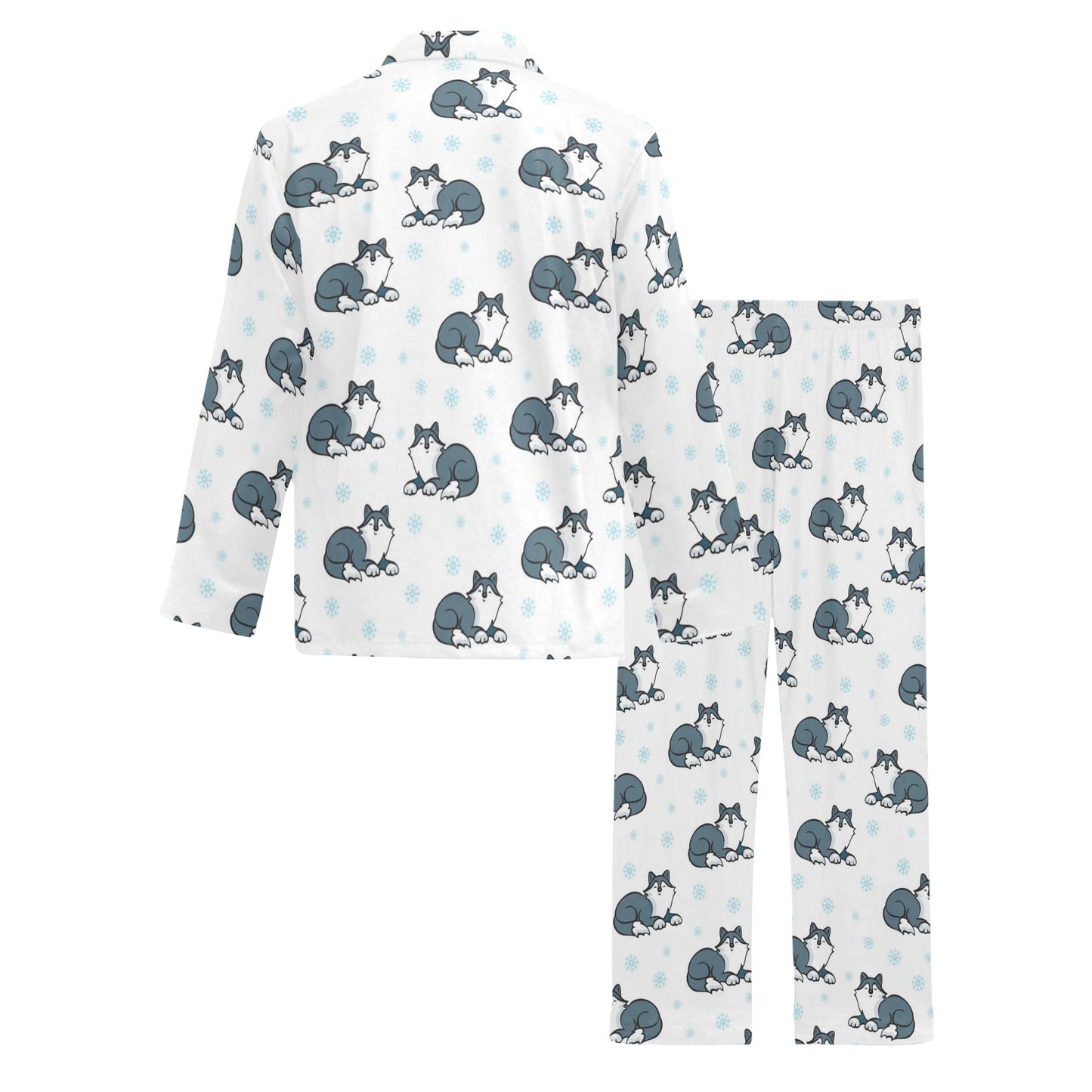 Alaskan Malamute Pattern Print Design 03 Men's Long Pajama Set