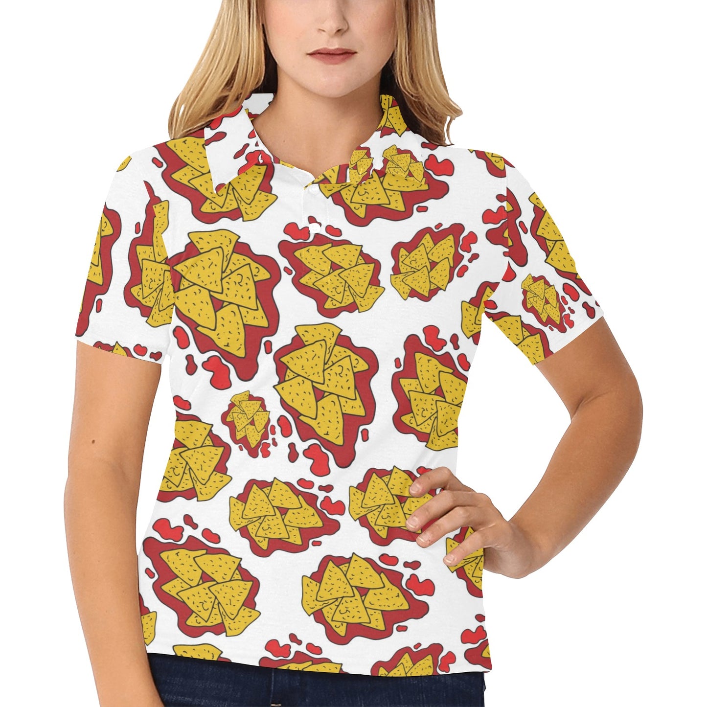 Nachos Pattern Print Design A03 Women's Polo Shirt