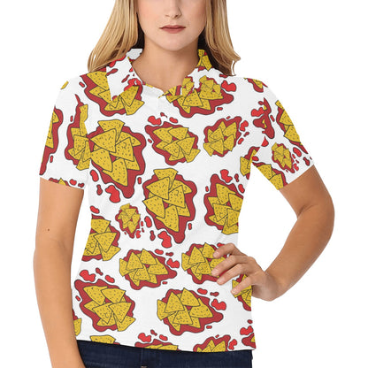 Nachos Pattern Print Design A03 Women's Polo Shirt