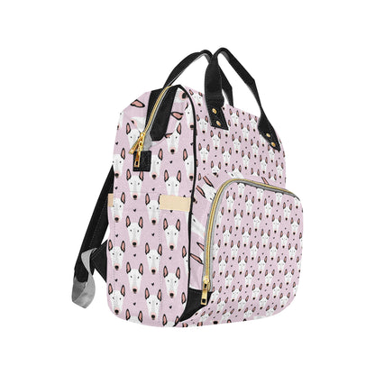 Bull Terrier Pink Print Pattern Diaper Bag Backpack