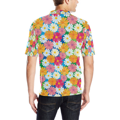 Daisy Pattern Print Design DS05 Men Polo Shirt