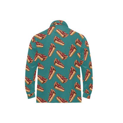 Cheesecake Cherry Pattern Print Design CK03 Long Sleeve Polo Shirt For Men's