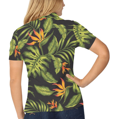 Bird Of Paradise Pattern Print Design BOP013 Women's Polo Shirt