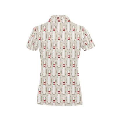 Bowling Pin Pattern Print Design 01 Women's Polo Shirt