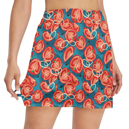 Tomato Print Design LKS301 17" Golf & Pickleball Skort with Pockets