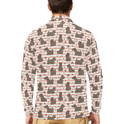 Scottish Terriers Print Design LKS3016 Long Sleeve Polo Shirt For Men's