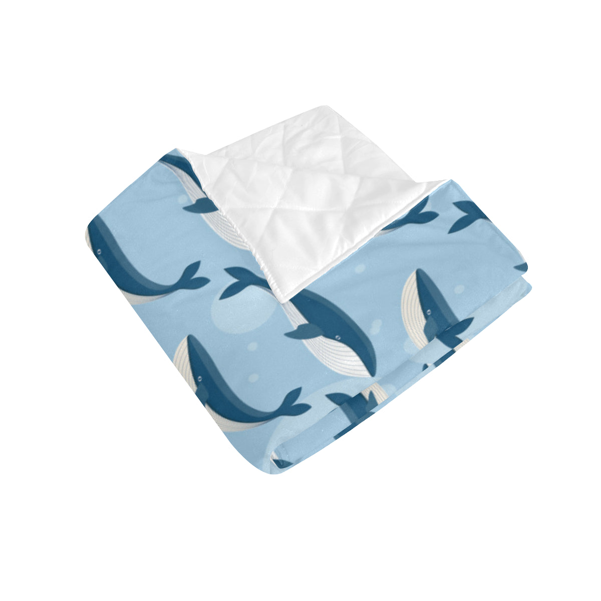 Blue Whale Pattern Print Design 02 Premium Quilt