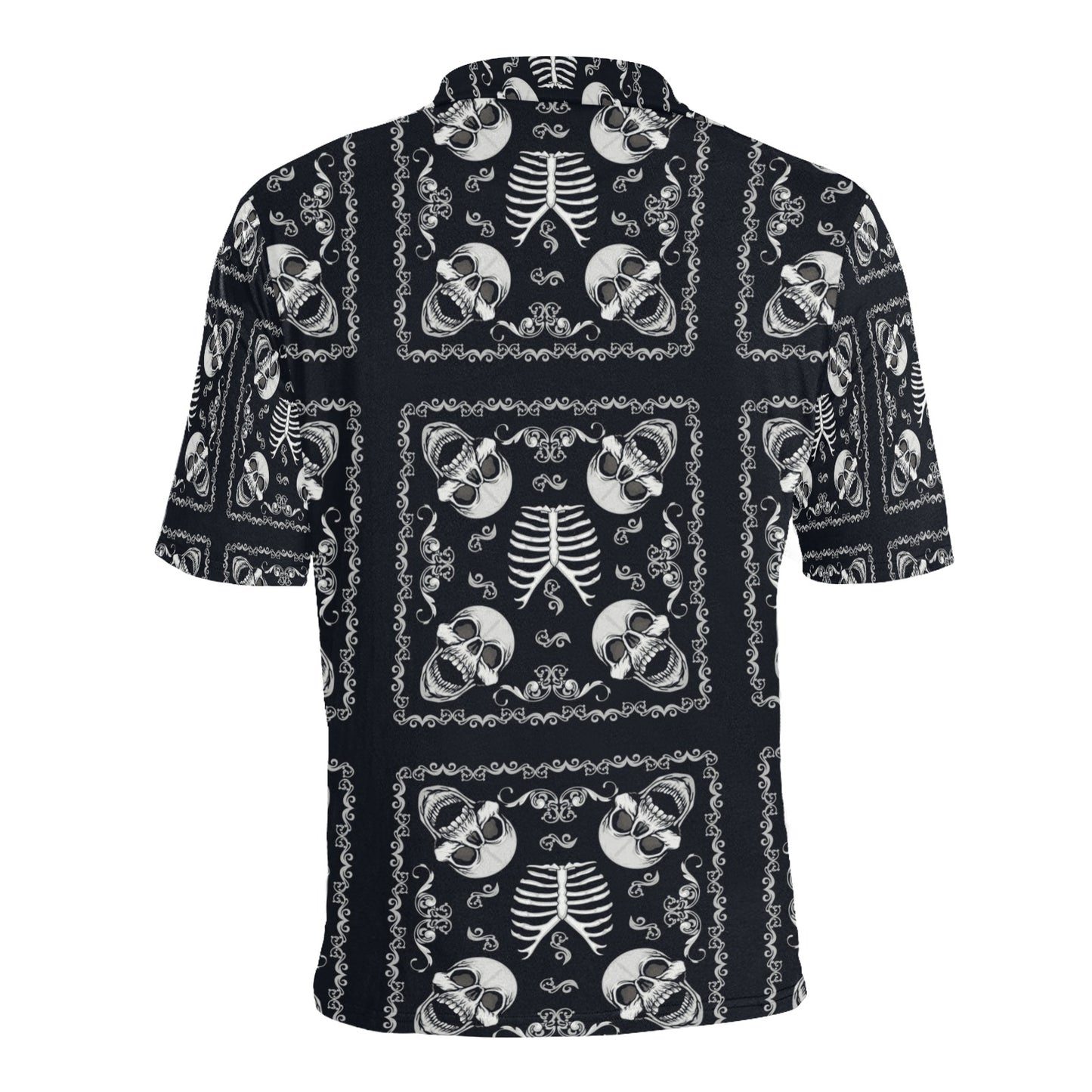 Bandana Skull Black White Print Design LKS306 Men Polo Shirt