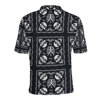 Bandana Skull Black White Print Design LKS306 Men Polo Shirt