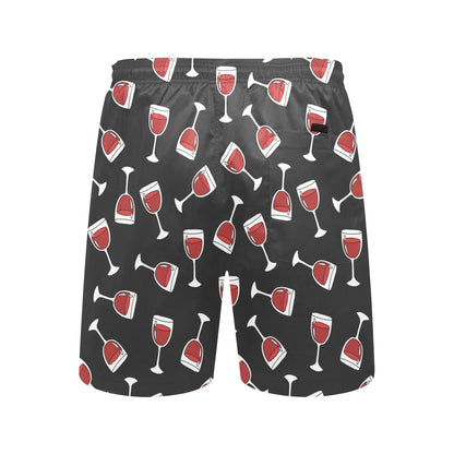 Wine Glass Print Design LKS303 Men's Swim Trunks Beach Shorts