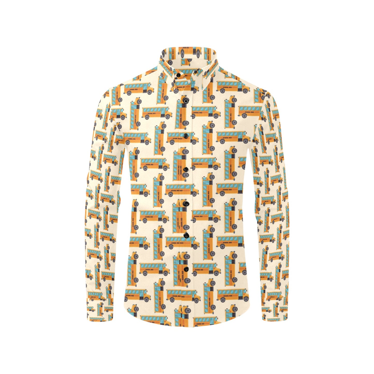 School Bus Print Design LKS305 Men's Long Sleeve Dress Shirt