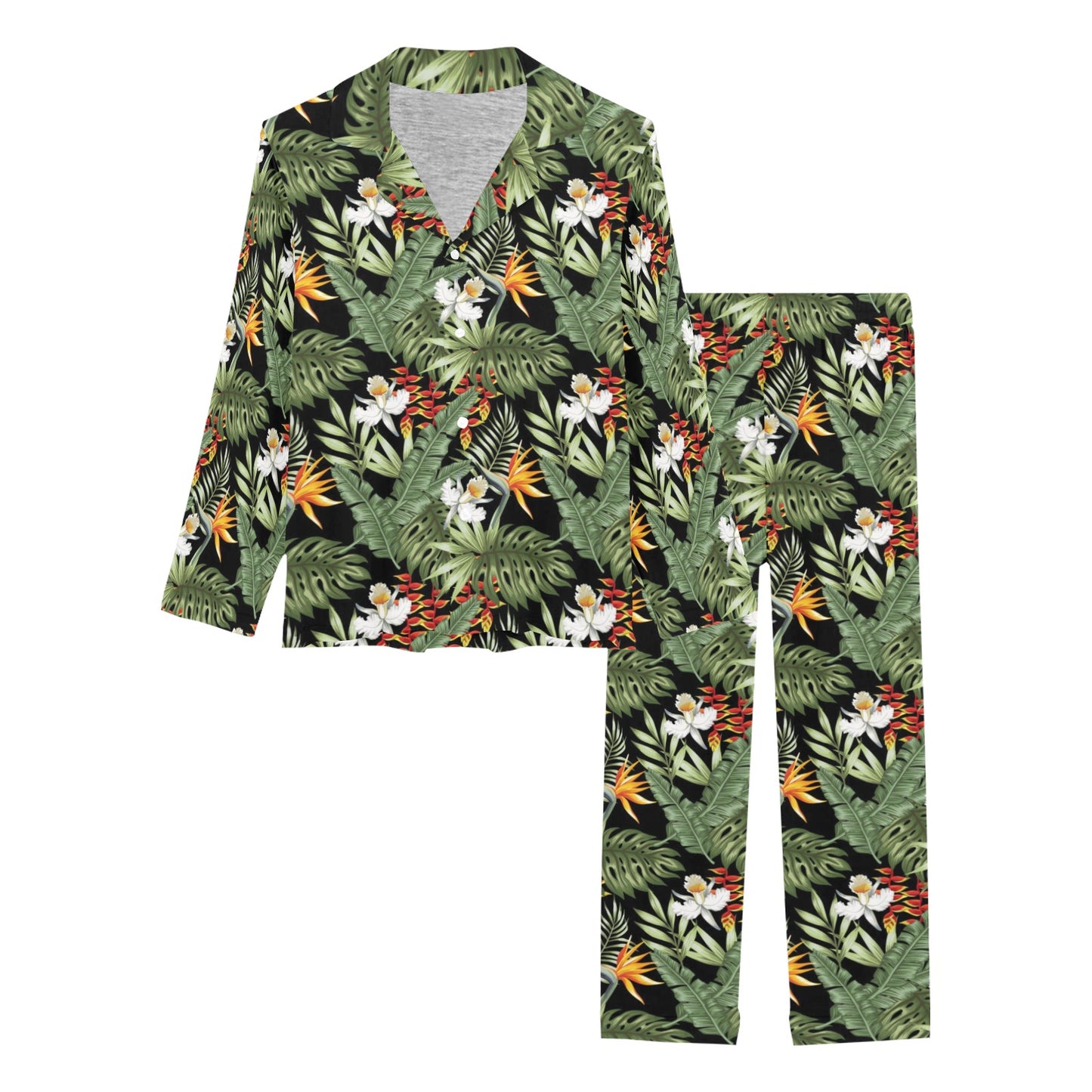 Bird Of Paradise Pattern Print Design 02 Women's Long Pajama Set