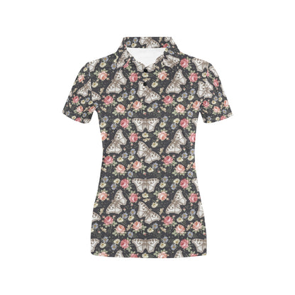 Butterfly Flower Pattern Print Design 07 Women's Polo Shirt