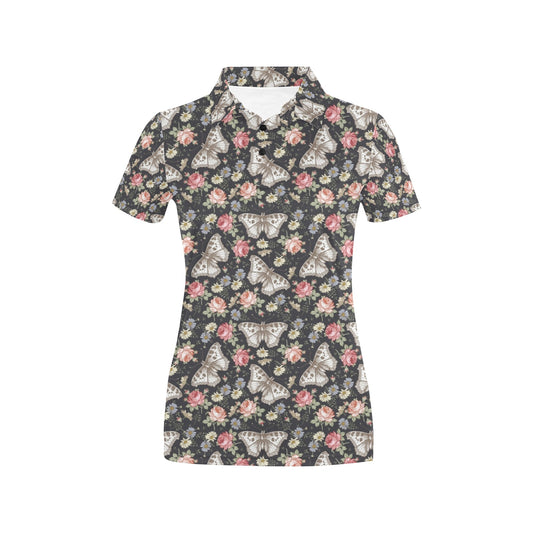 Butterfly Flower Pattern Print Design 07 Women's Polo Shirt