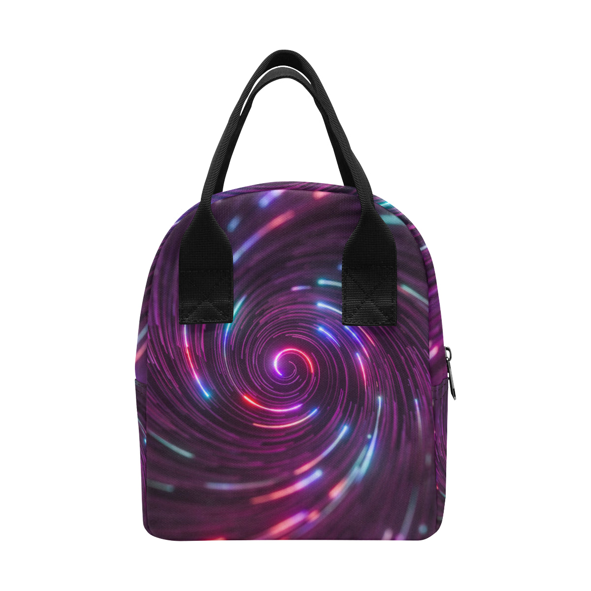 Vortex Twist Swirl Purple Neon Print Insulated Lunch Bag