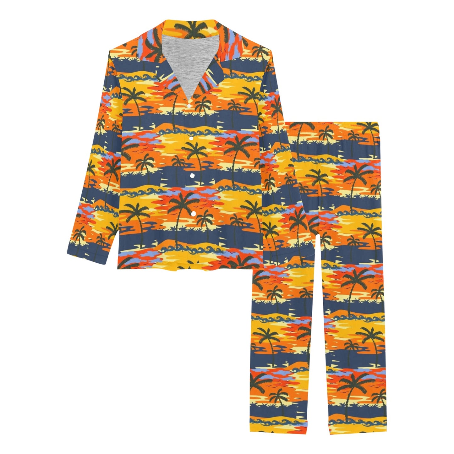 Palm Tree Pattern Print Design PT010 Women's Long Pajama Set