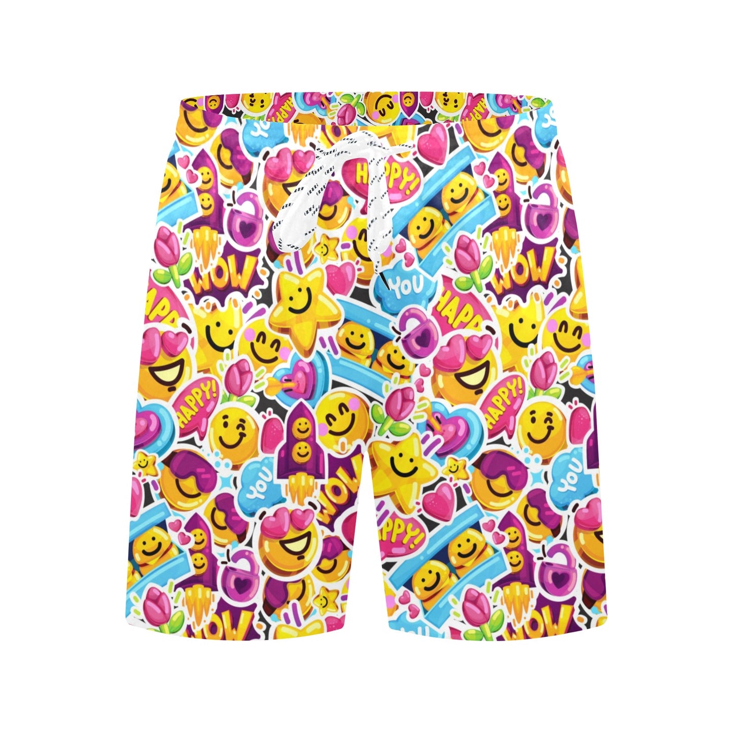 Emoji Sticker Print Pattern Men's Swim Trunks Beach Shorts
