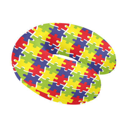 Autism Awareness Pattern Print Design 03 U-Shaped Travel Neck Pillow
