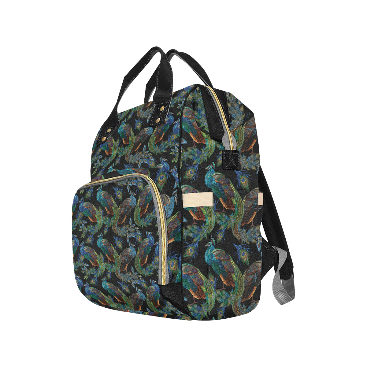 Peacock Pattern Print Design A04 Diaper Bag Backpack
