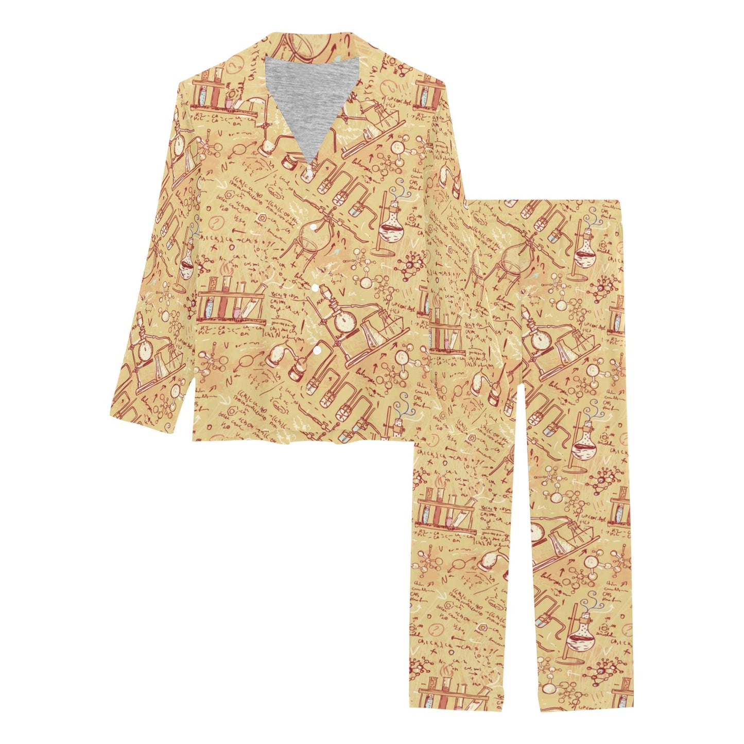 Chemical Pattern Print Design 01 Women's Long Pajama Set