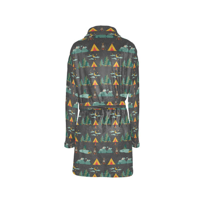 Camping Tent Pattern Print Design 03 Women's Fleece Robe