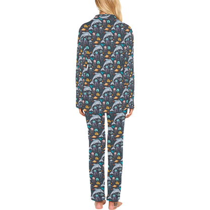 Underwater Dolphin Print Design LKS304 Women's Long Pajama Set