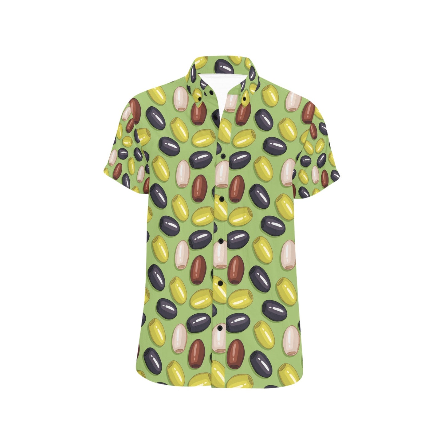 Olive Print Design LKS301 Men Short Sleeve Button Up Shirt