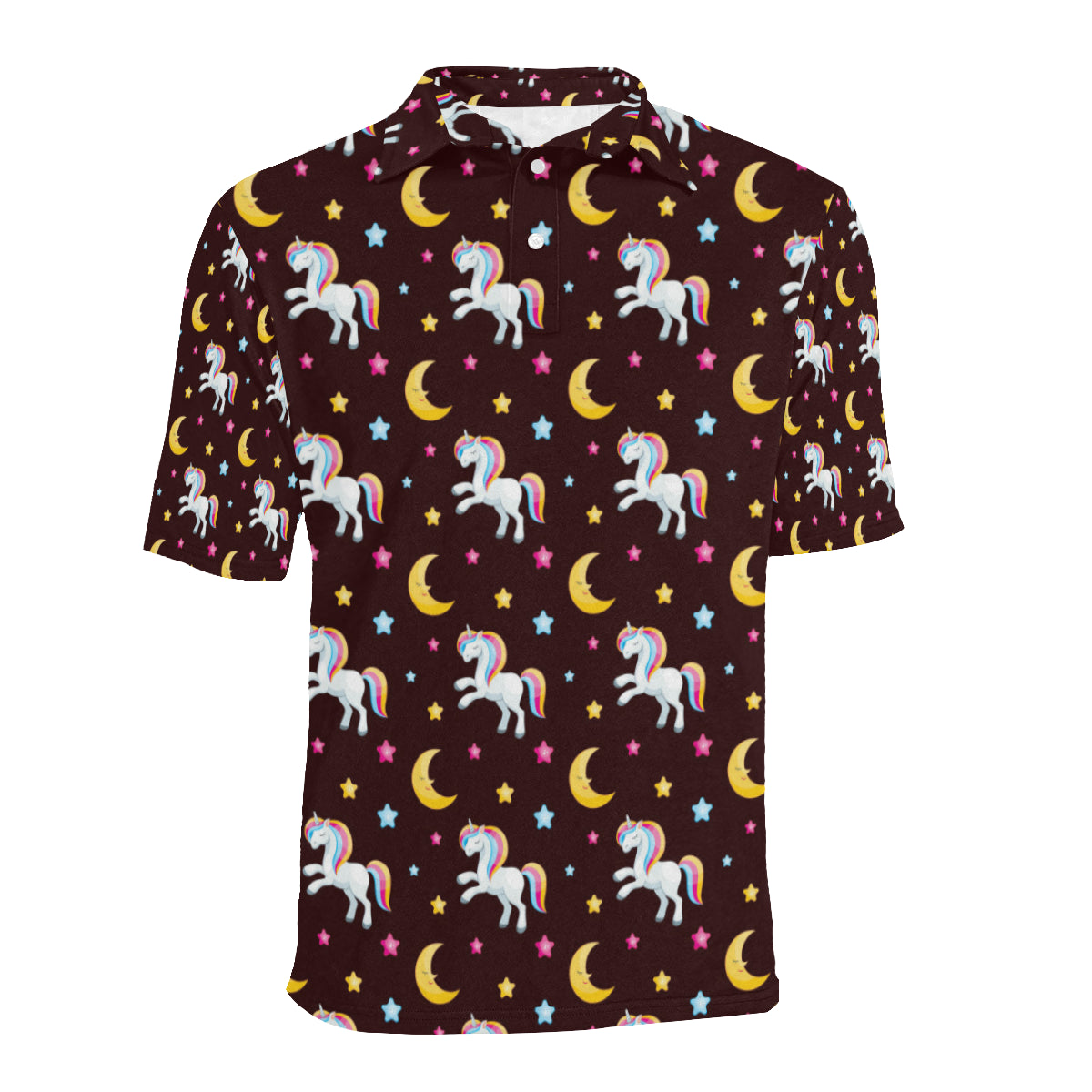 Unicorn Moon Star Men Polo Shirt