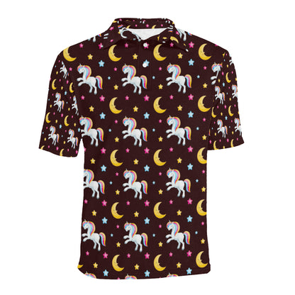 Unicorn Moon Star Men Polo Shirt