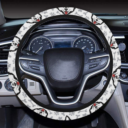 Siberian Huskies Print Design LKS305 Steering Wheel Cover with Elastic Edge