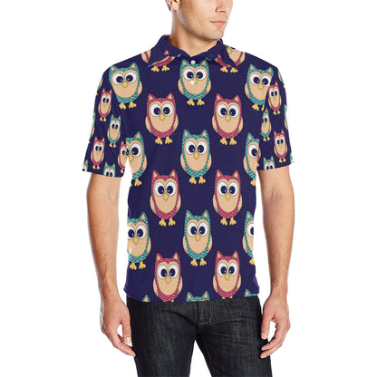 Owl Pattern Print Design A06 Men Polo Shirt
