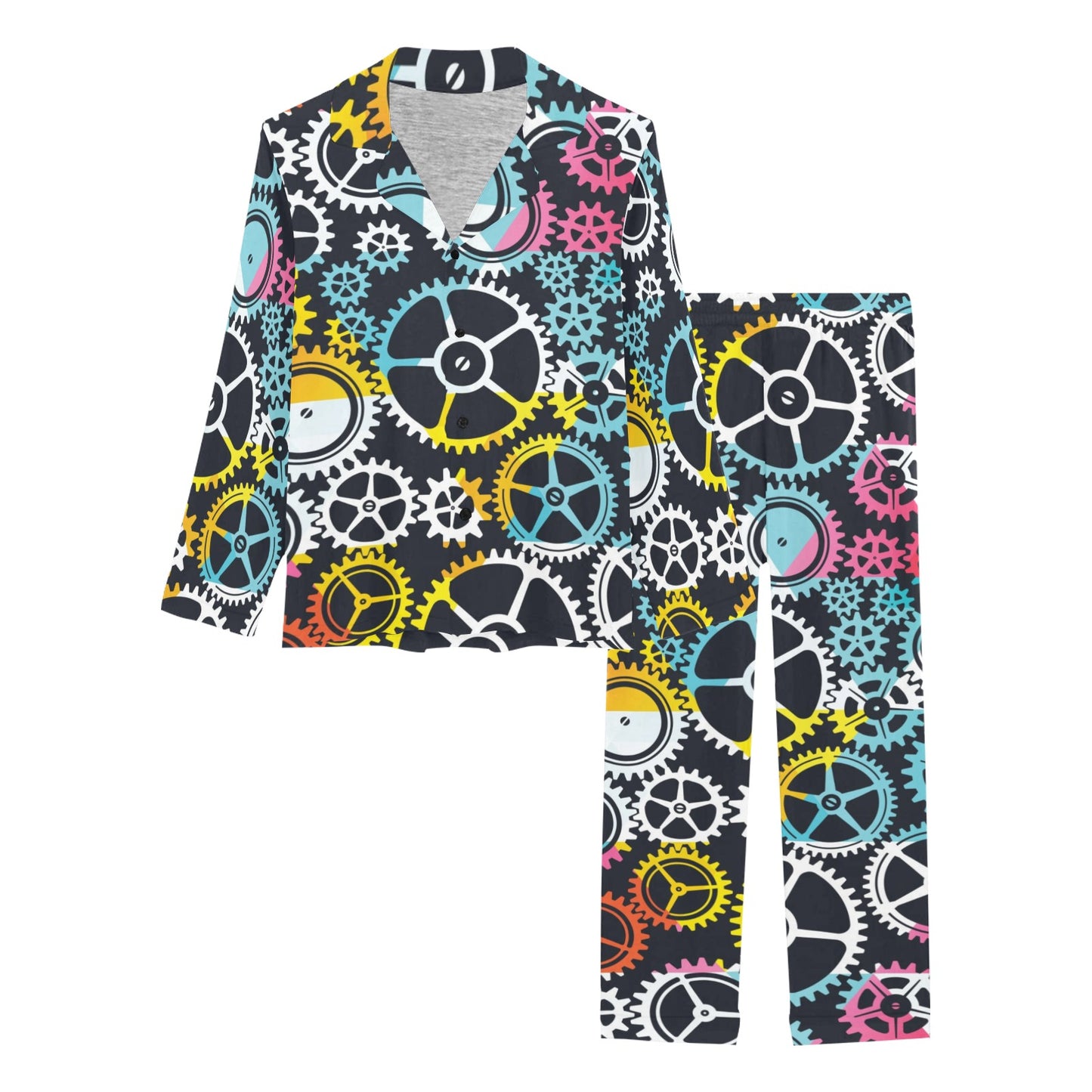 Mechanic Pattern Print Design 02 Women's Long Pajama Set